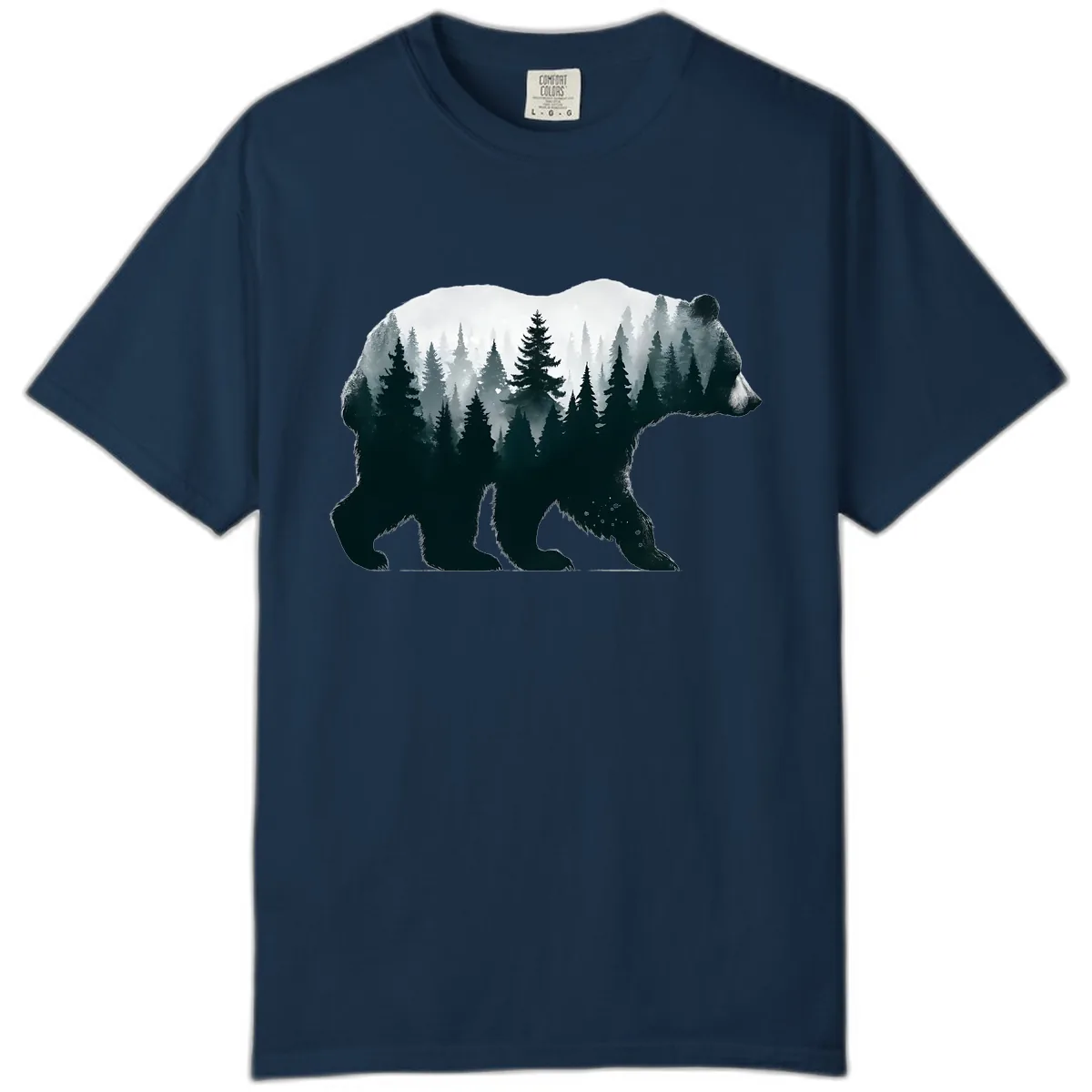 Bear in the Forest Double Exposure Comfort Color in True Navy