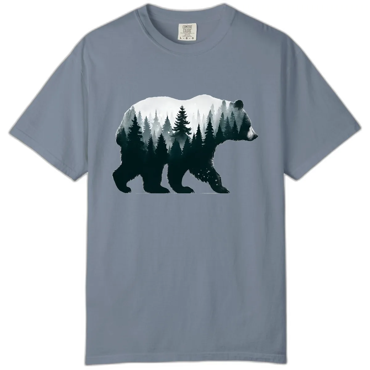 Bear in the Forest Double Exposure Comfort Color in Blue Jean