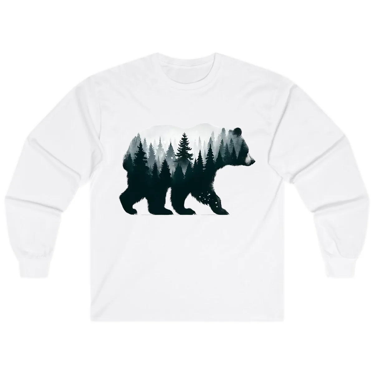 Bear in the Forest Double Exposure Long Sleeve in White