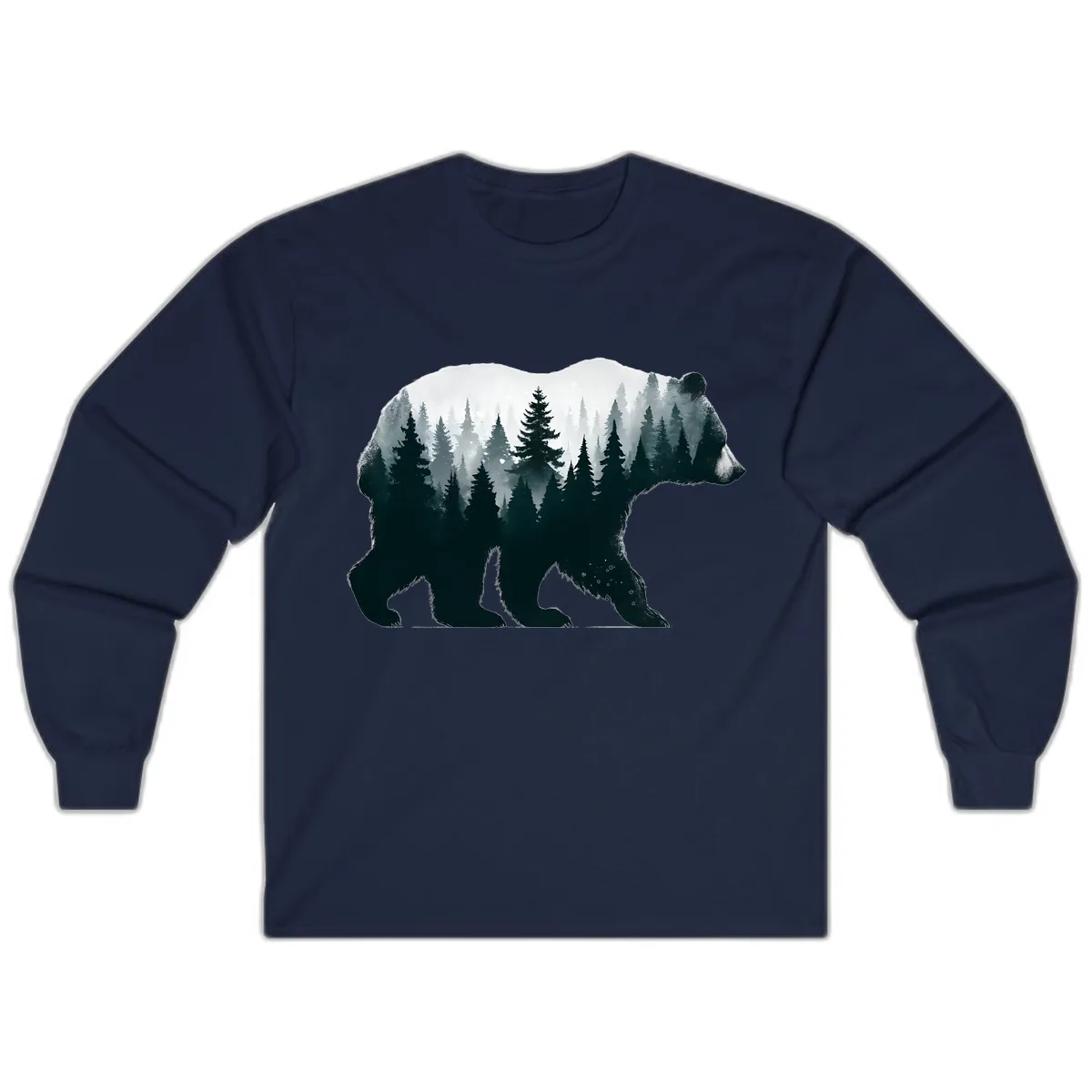 Bear in the Forest Double Exposure Long Sleeve in Navy