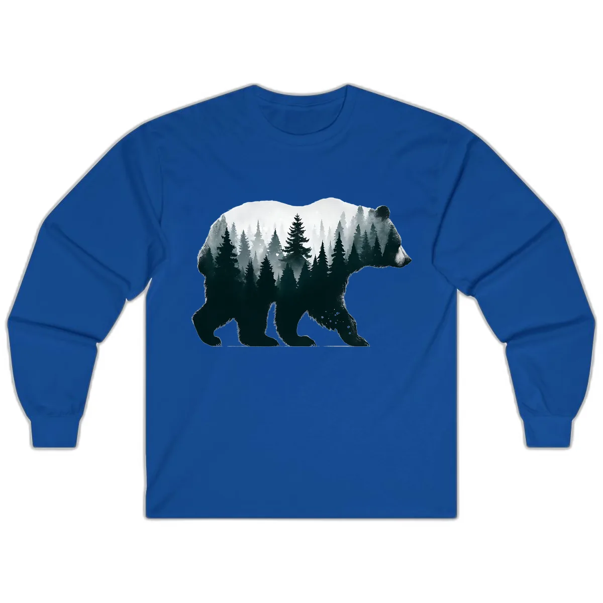 Bear in the Forest Double Exposure Long Sleeve in Royal
