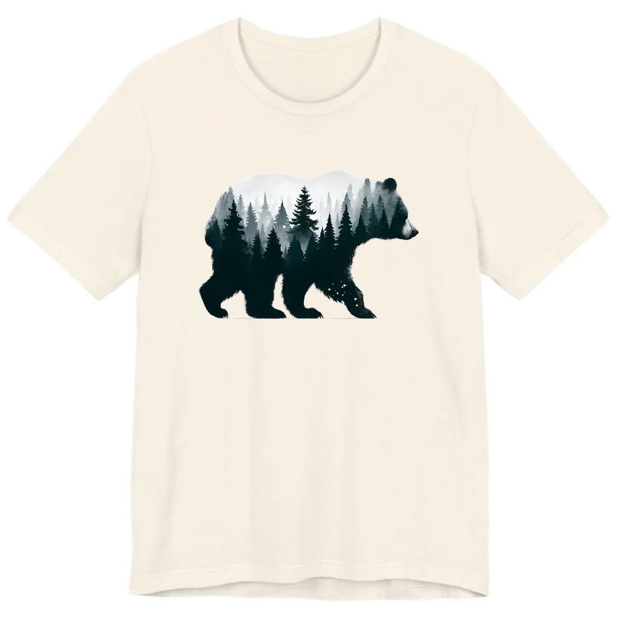Bear in the Forest Double Exposure Premium T-Shirt in Natural