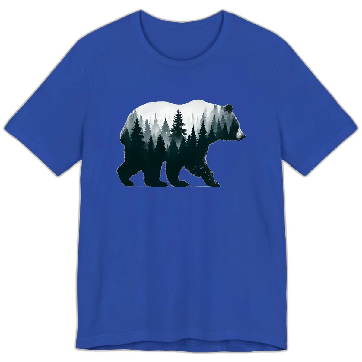 Bear in the Forest Double Exposure Premium T-Shirt in True Royal