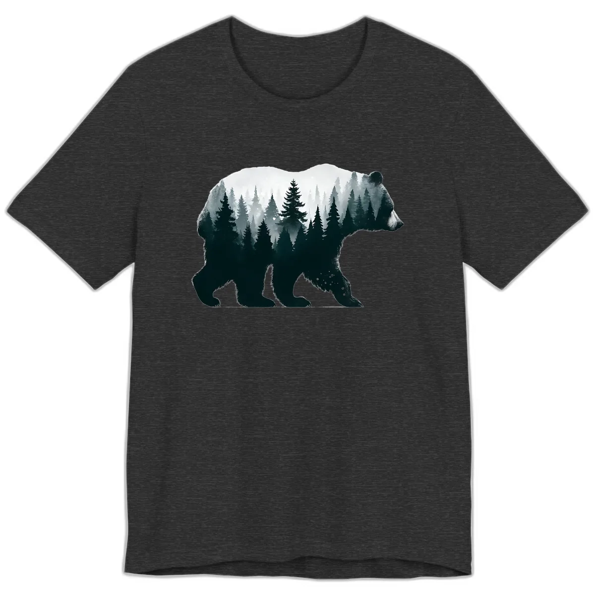 Bear in the Forest Double Exposure Premium T-Shirt in Dark Grey Heather