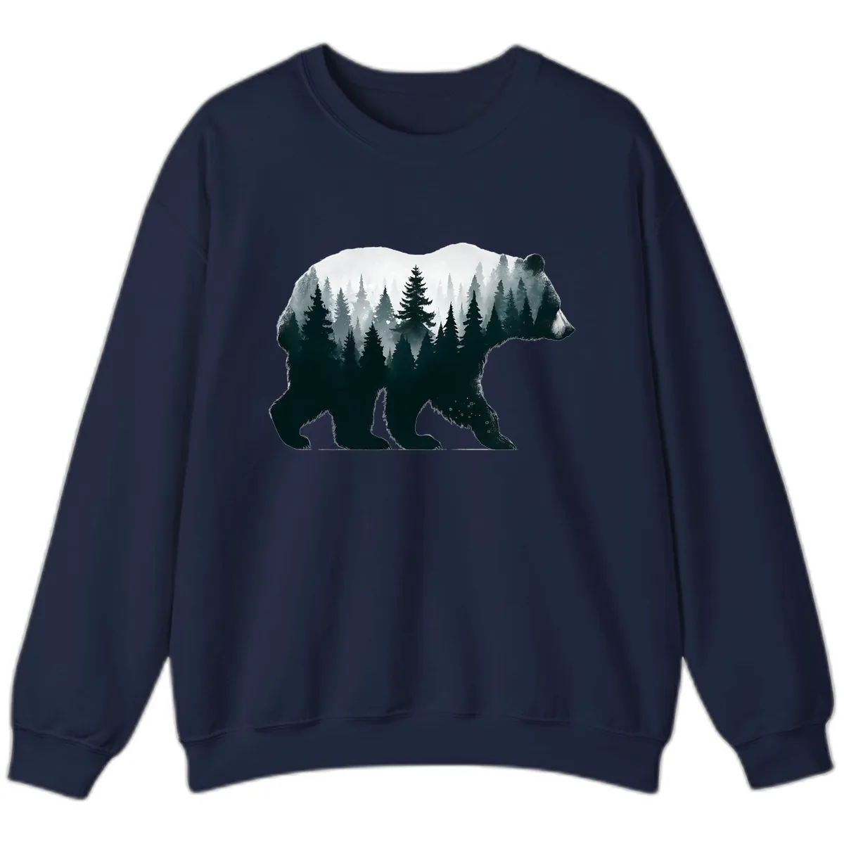 Bear in the Forest Double Exposure Sweatshirt in Navy