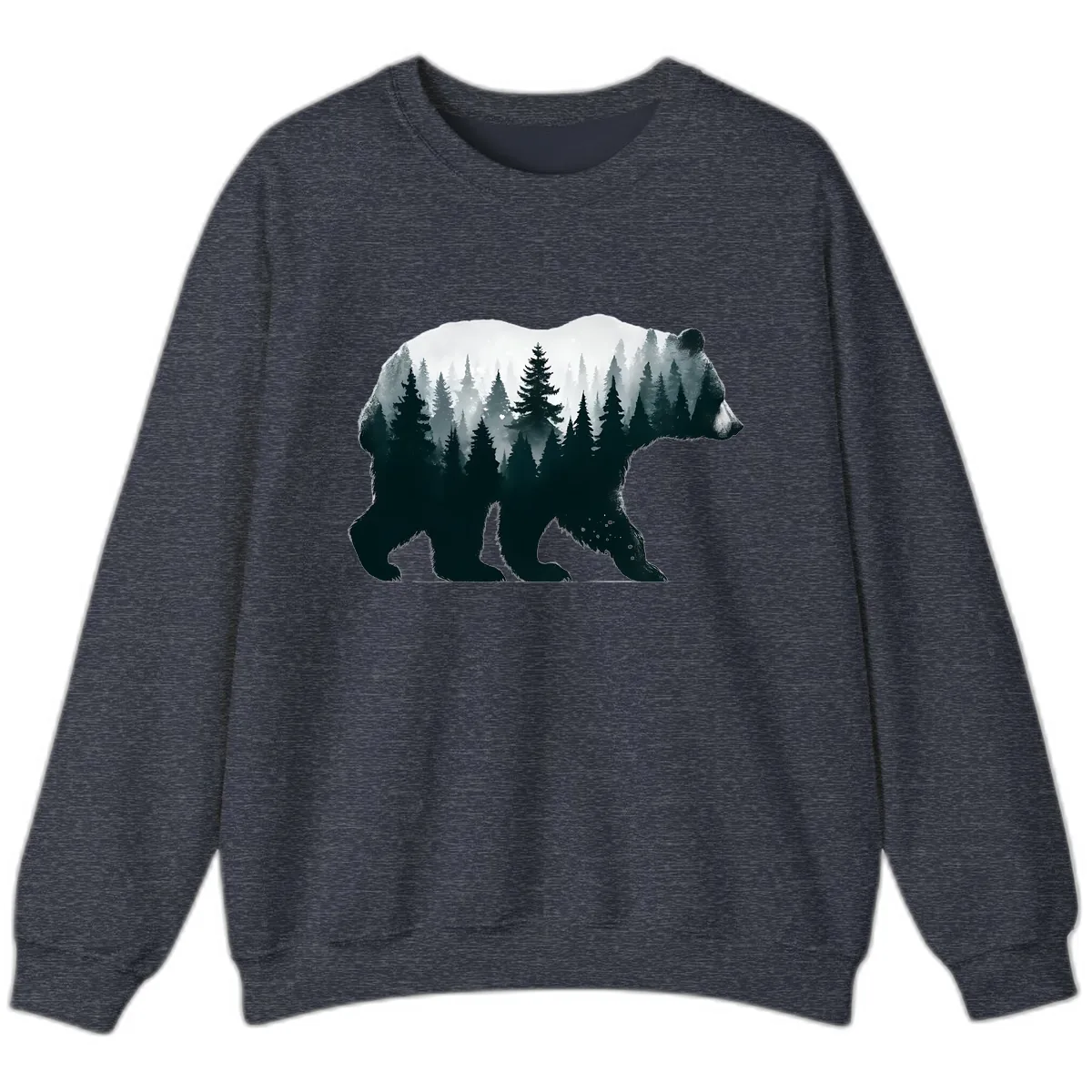 Bear in the Forest Double Exposure Sweatshirt in Heather Sport Dark Navy