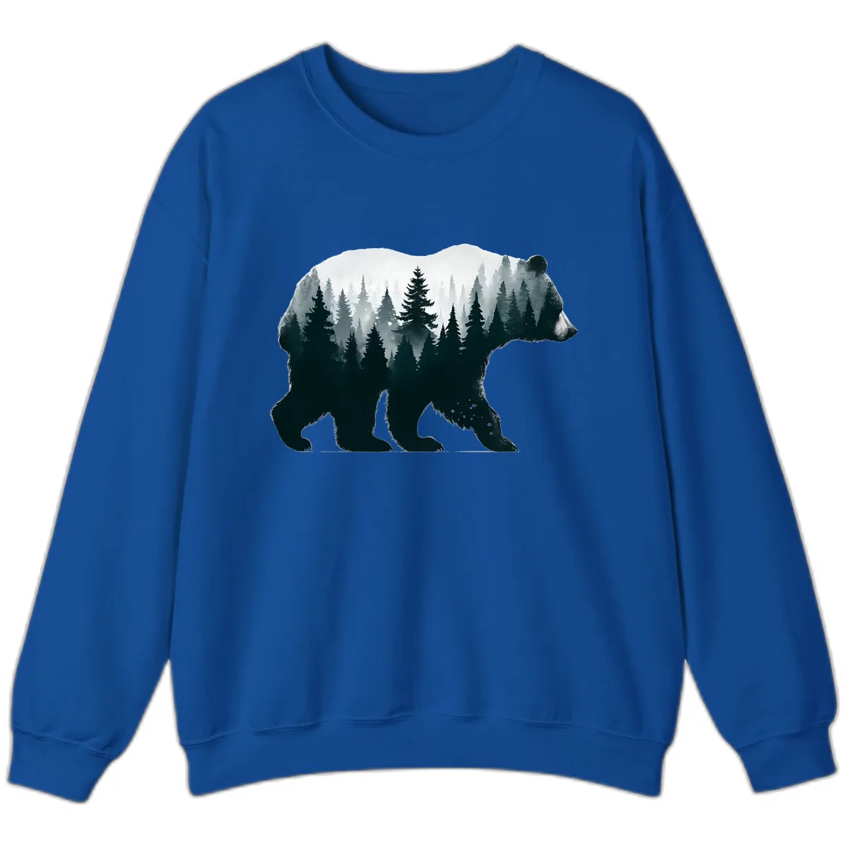 Bear in the Forest Double Exposure Sweatshirt in Royal