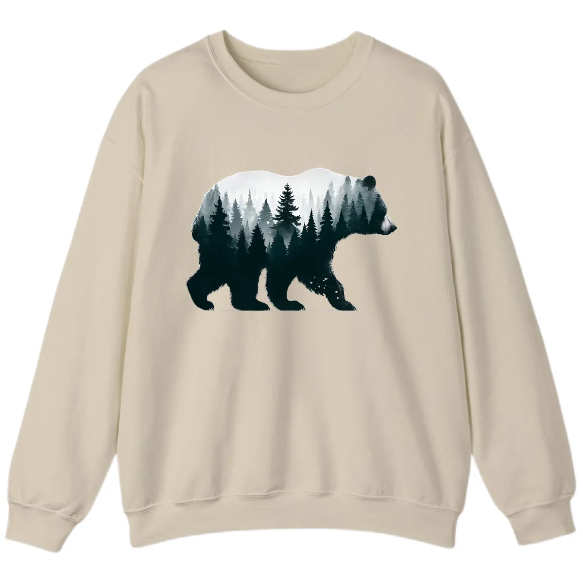Bear in the Forest Double Exposure Sweatshirt in Sand