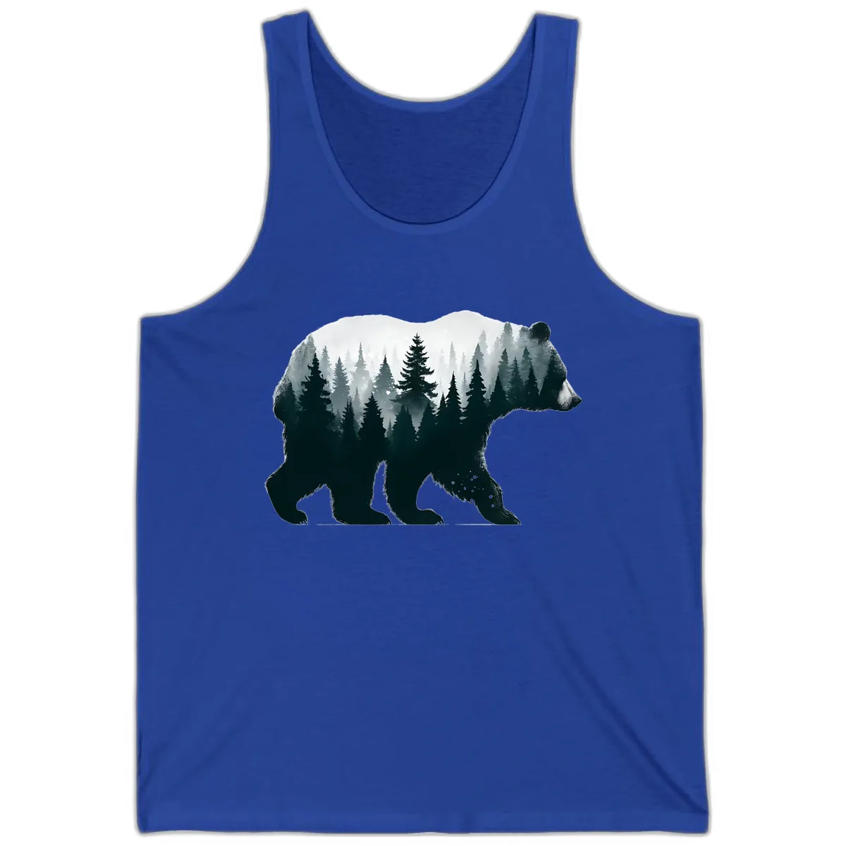 Bear in the Forest Double Exposure Tank in True Royal