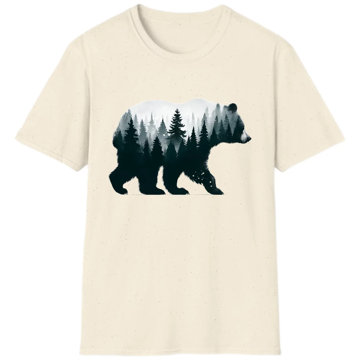 Bear in the Forest Double Exposure T-Shirt in Natural