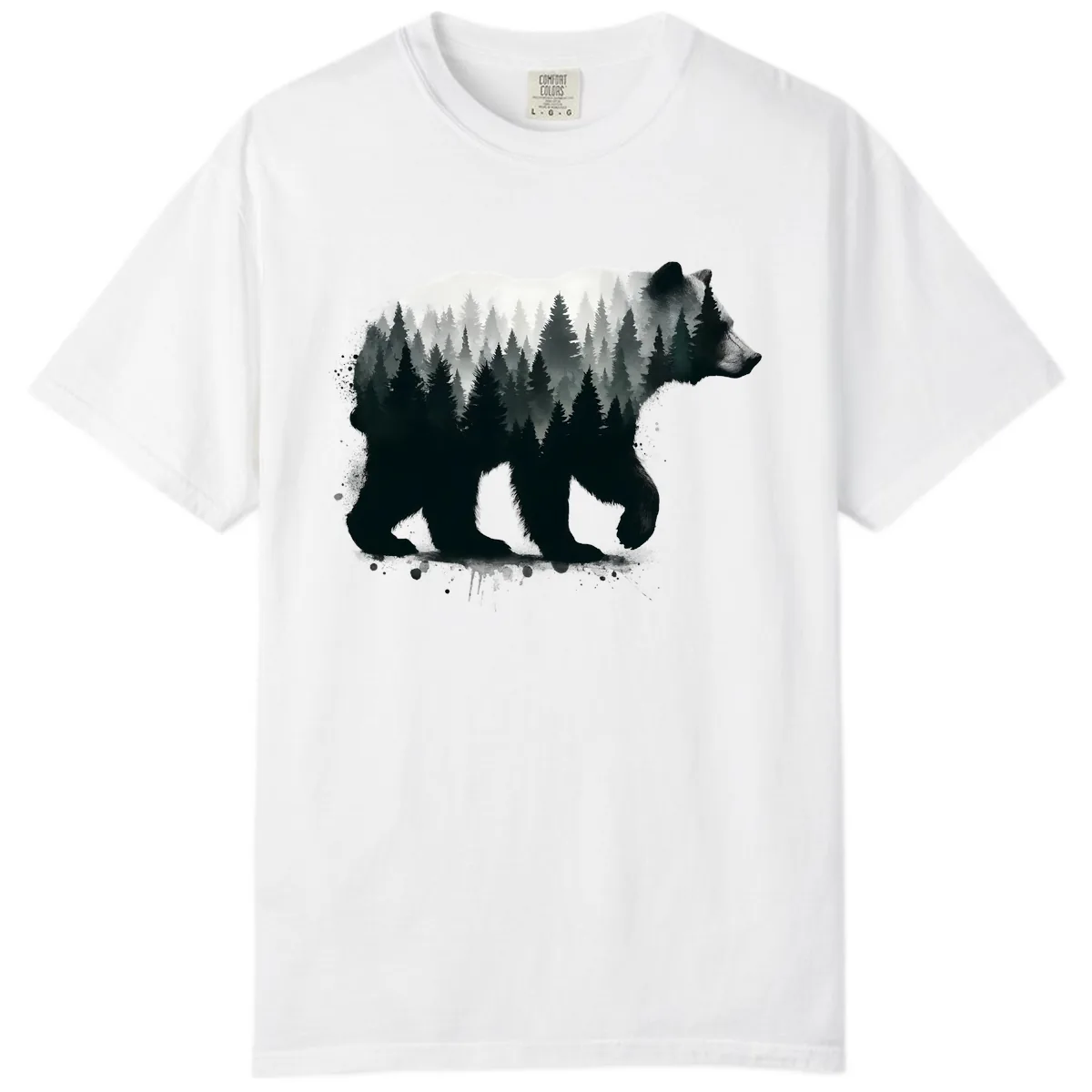 Bear Forest Double Exposure Comfort Color in White