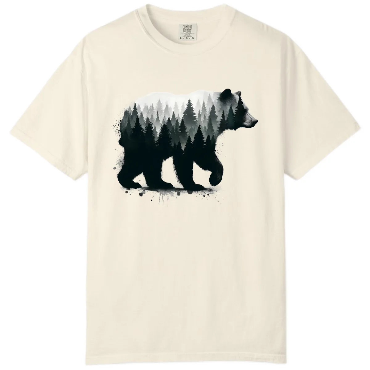 Bear Forest Double Exposure Comfort Color in Ivory