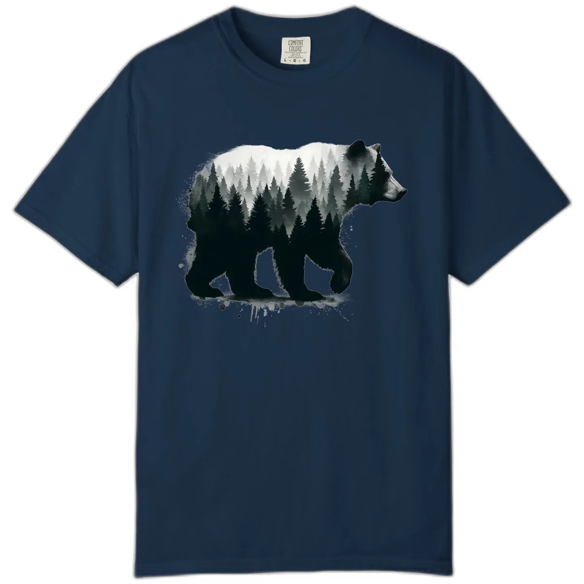 Bear Forest Double Exposure Comfort Color in True Navy