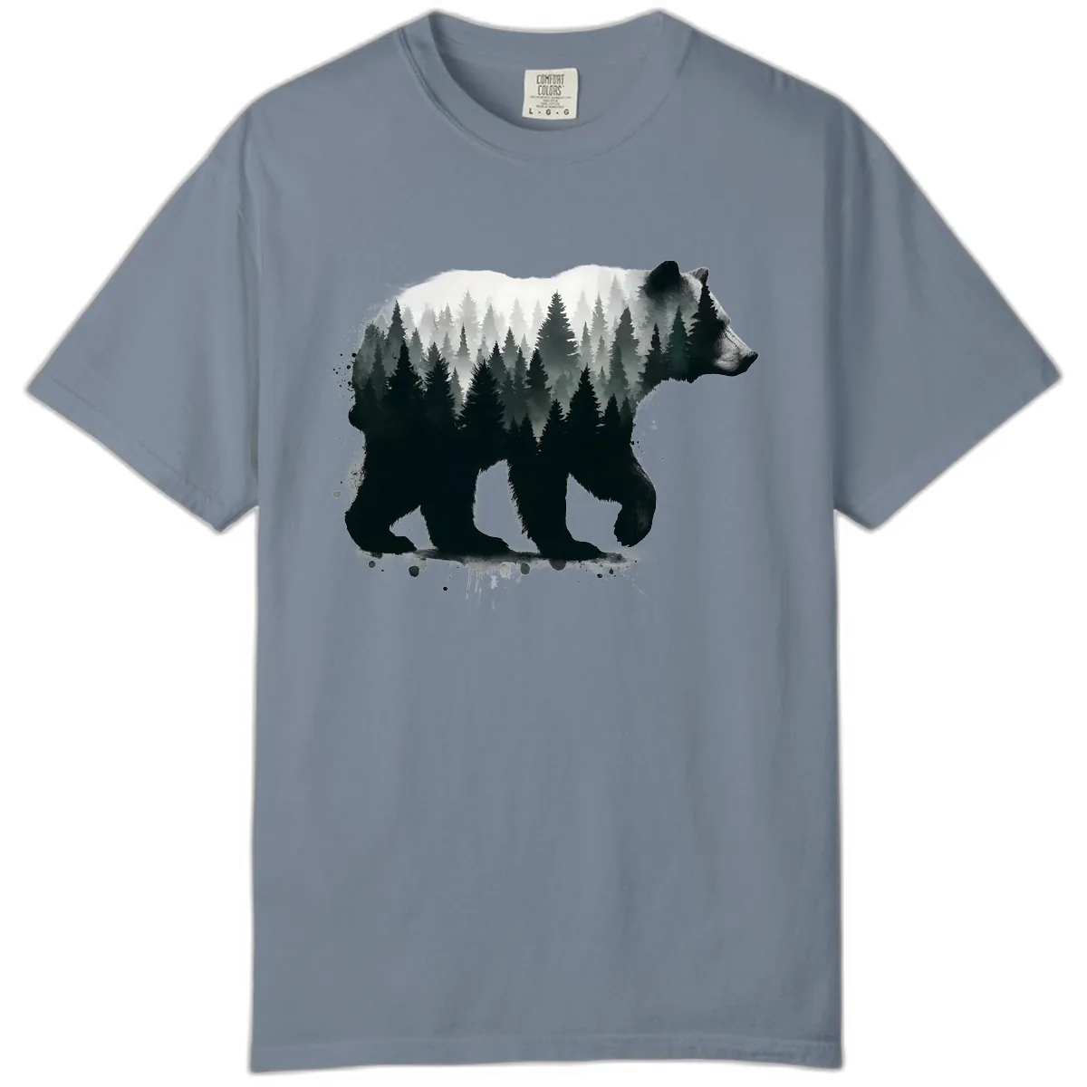 Bear Forest Double Exposure Comfort Color in Blue Jean