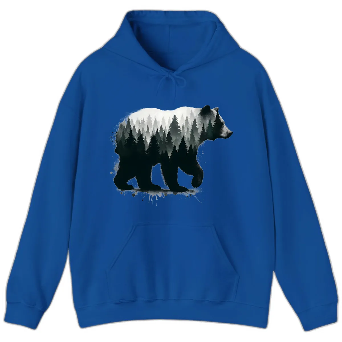 Bear Forest Double Exposure Hoodie in Royal