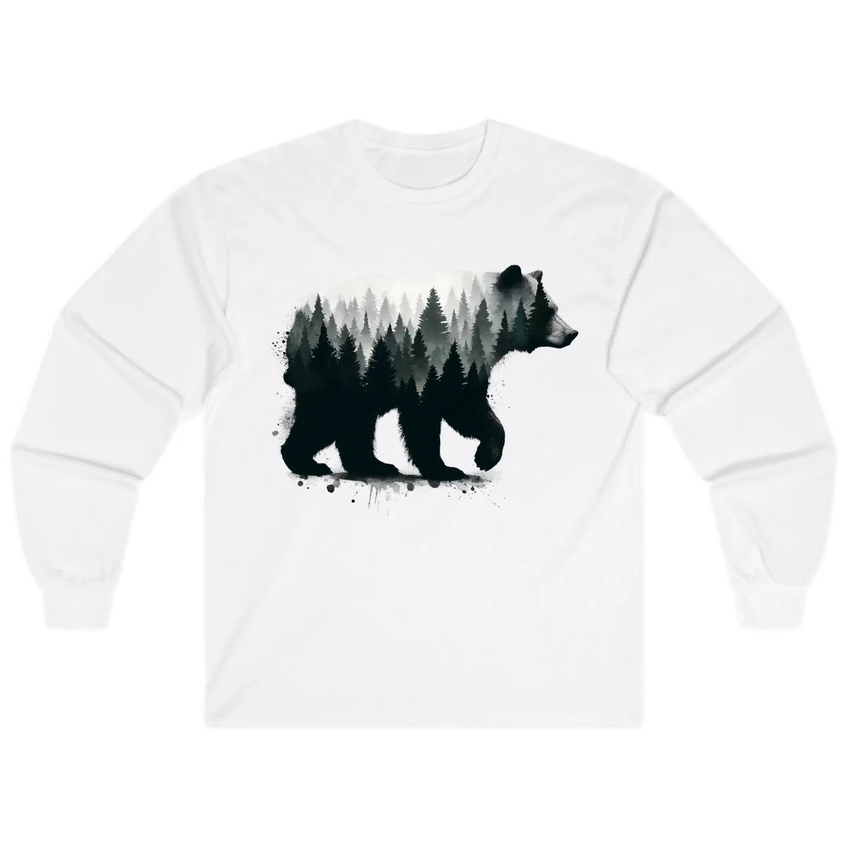 Bear Forest Double Exposure Long Sleeve in White