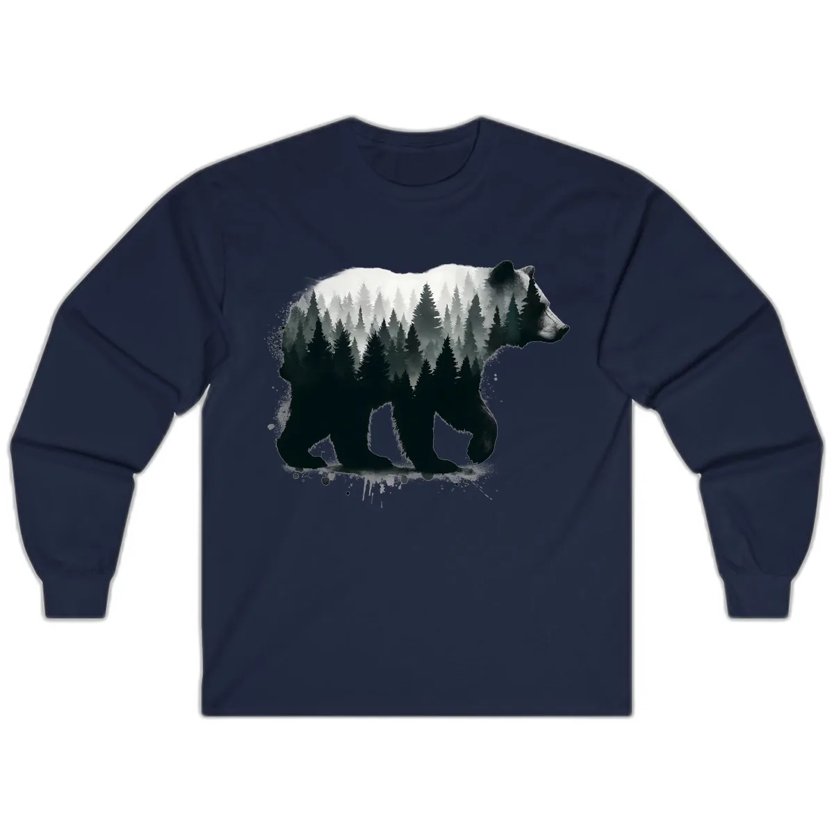 Bear Forest Double Exposure Long Sleeve in Navy