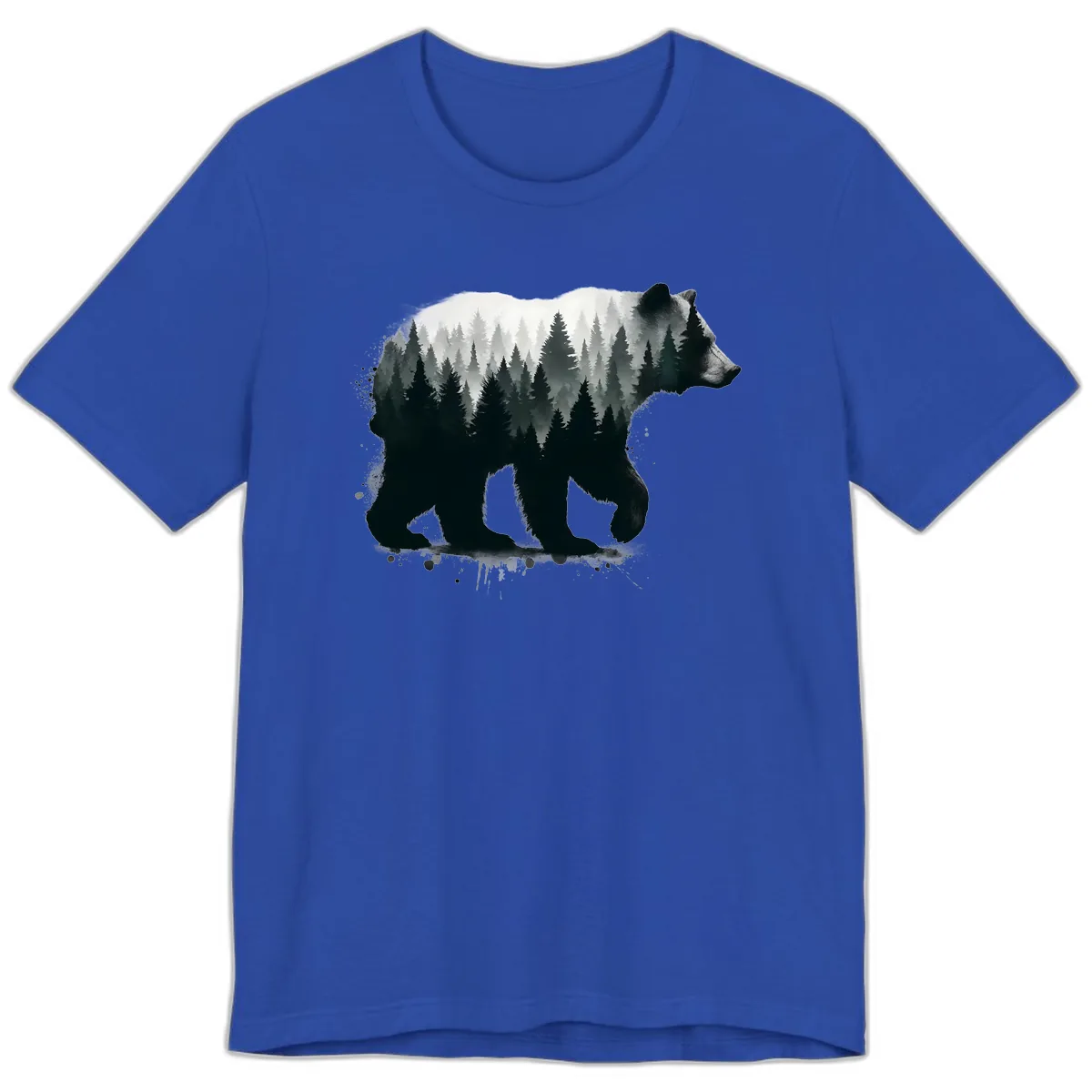 Bear Forest Double Exposure Premium T-Shirt in True Royal