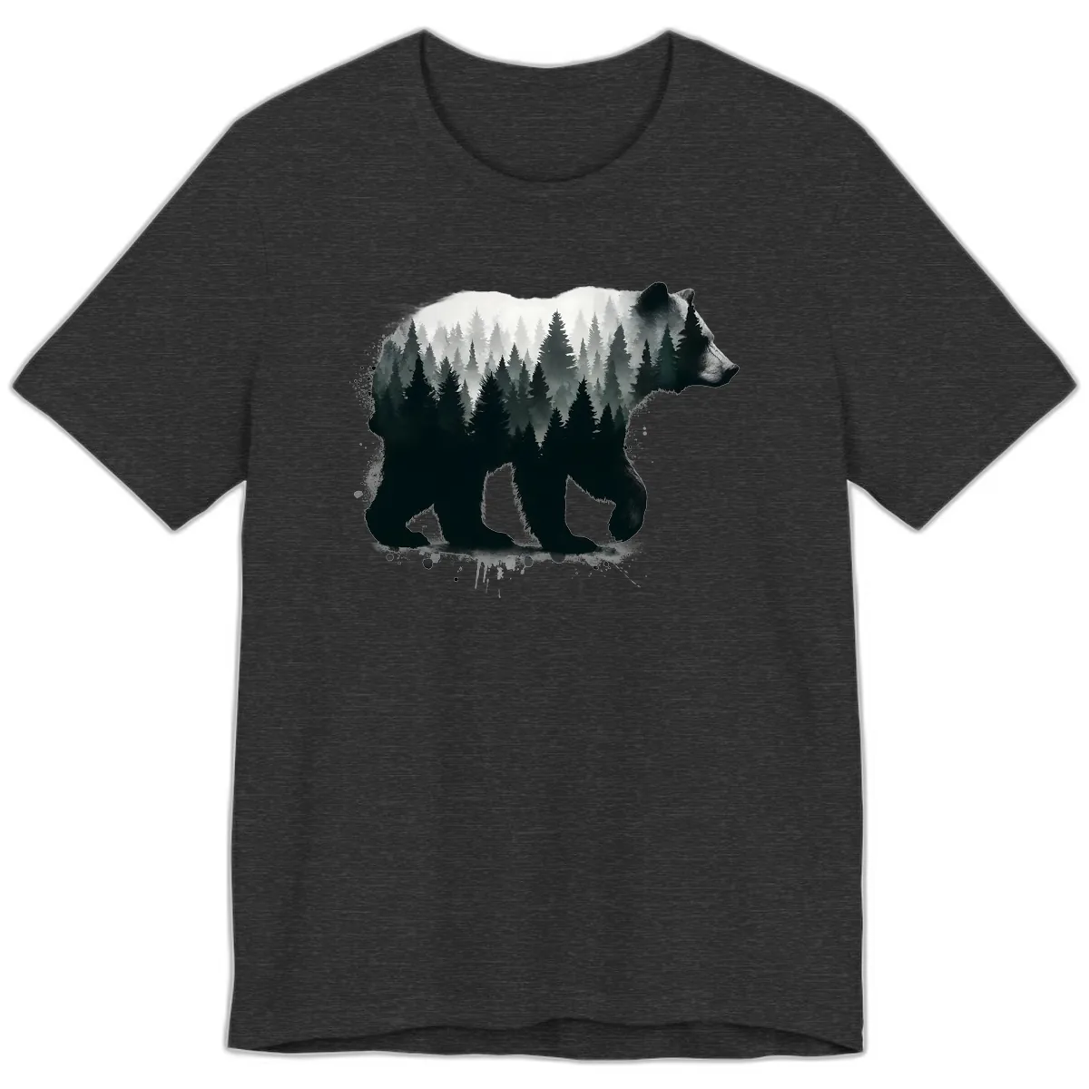 Bear Forest Double Exposure Premium T-Shirt in Dark Grey Heather