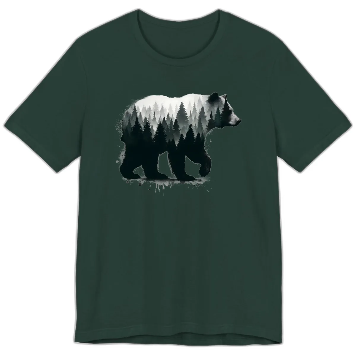 Bear Forest Double Exposure Premium T-Shirt in Forest