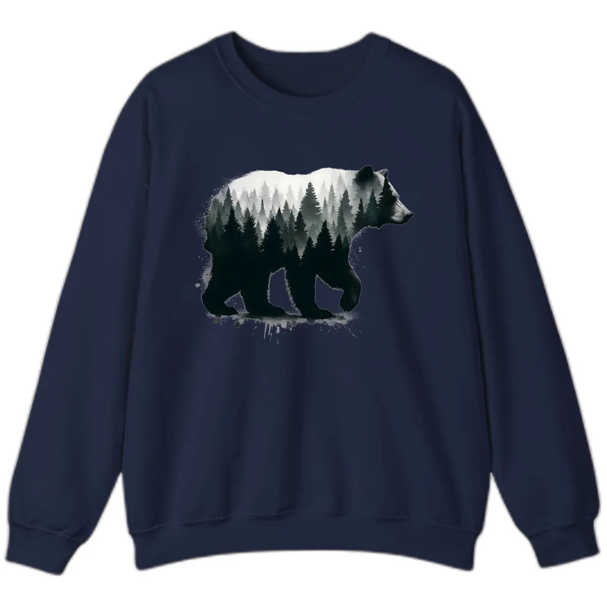 Bear Forest Double Exposure Sweatshirt in Navy