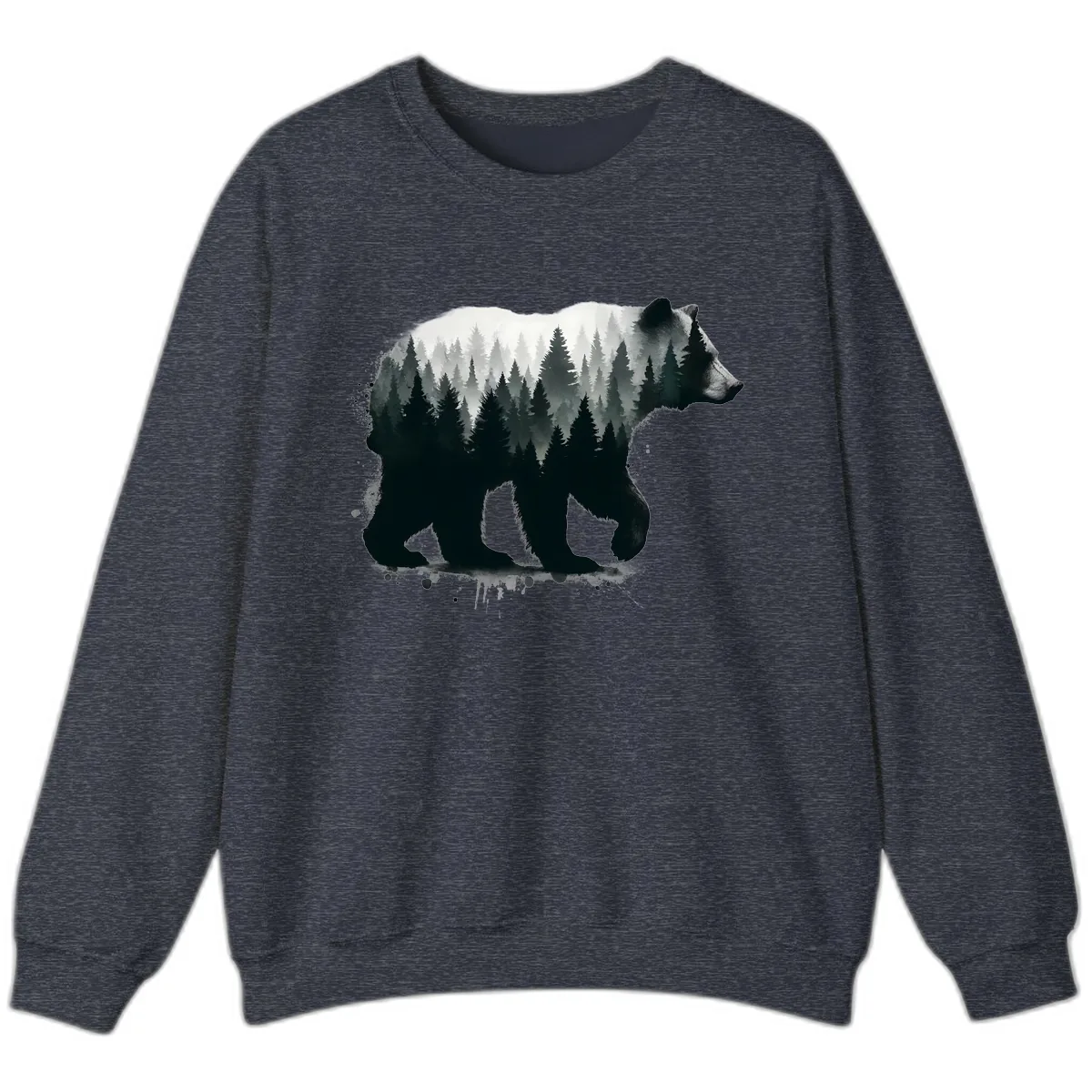 Bear Forest Double Exposure Sweatshirt in Heather Sport Dark Navy