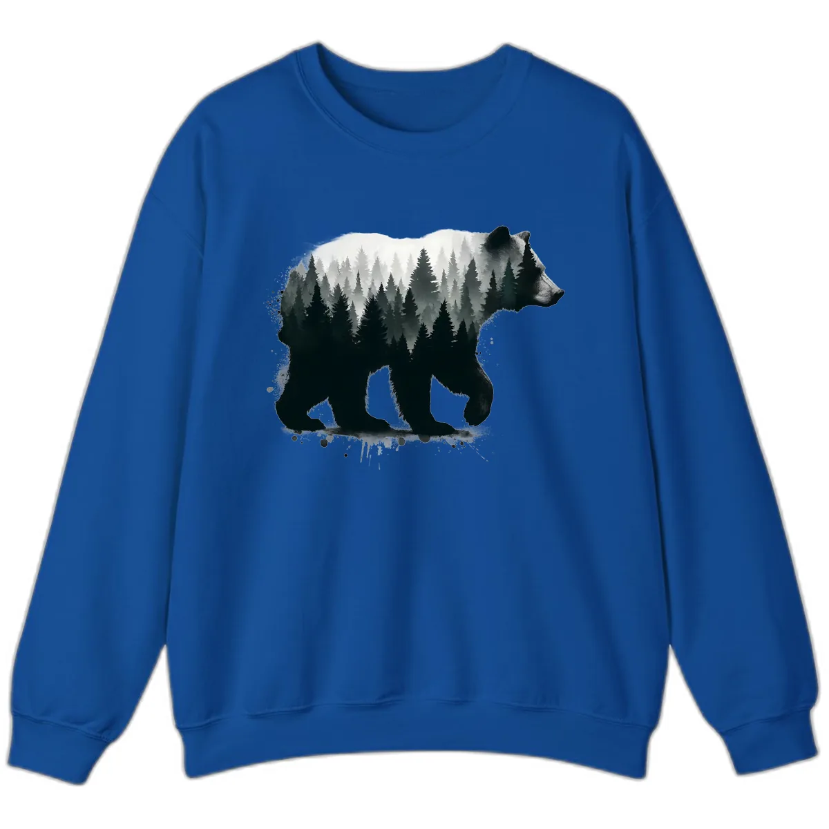 Bear Forest Double Exposure Sweatshirt in Royal