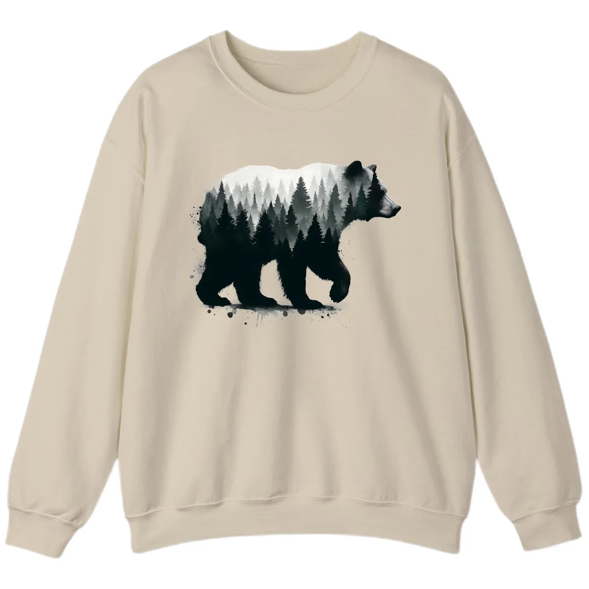 Bear Forest Double Exposure Sweatshirt in Sand