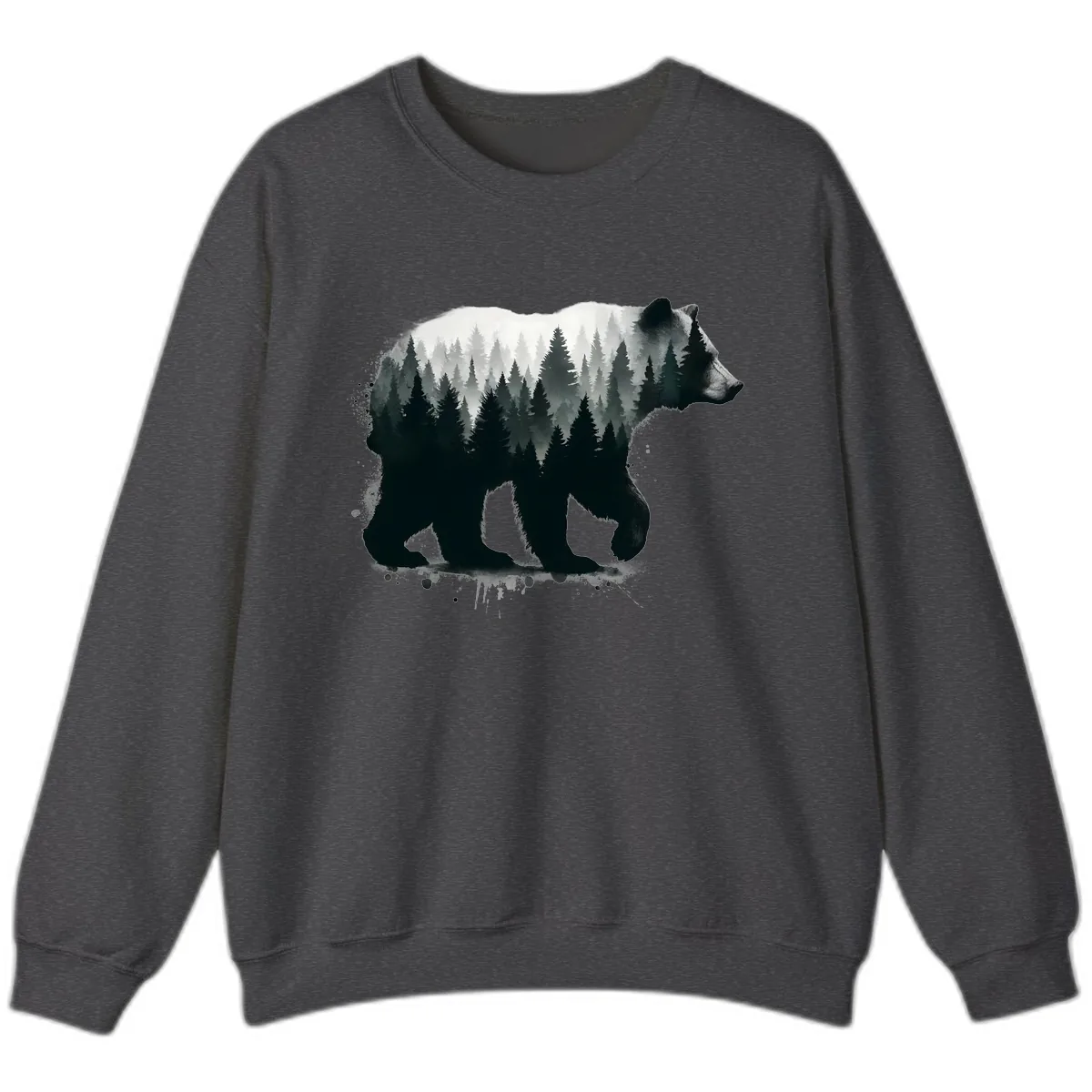 Bear Forest Double Exposure Sweatshirt in Dark Heather