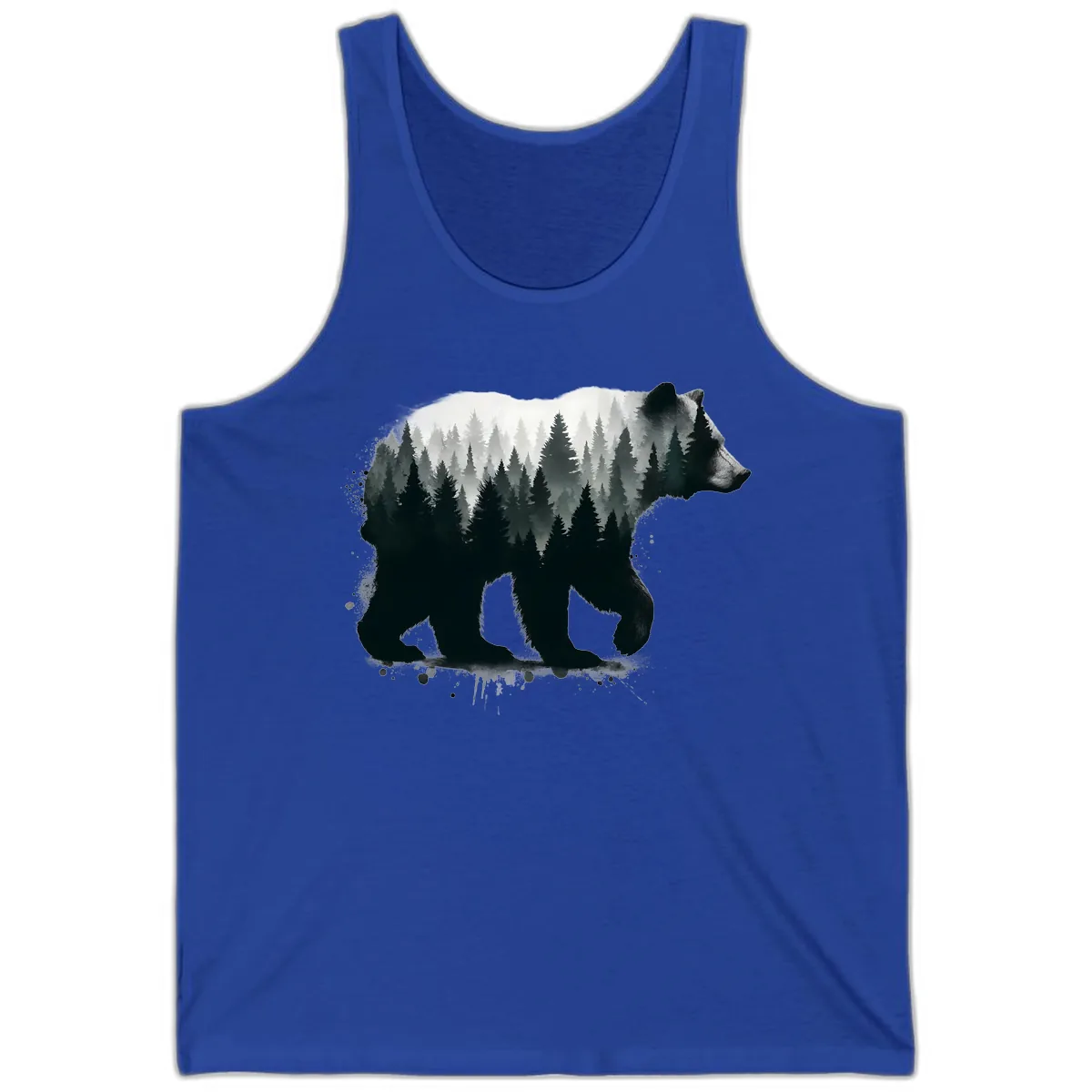Bear Forest Double Exposure Tank in True Royal