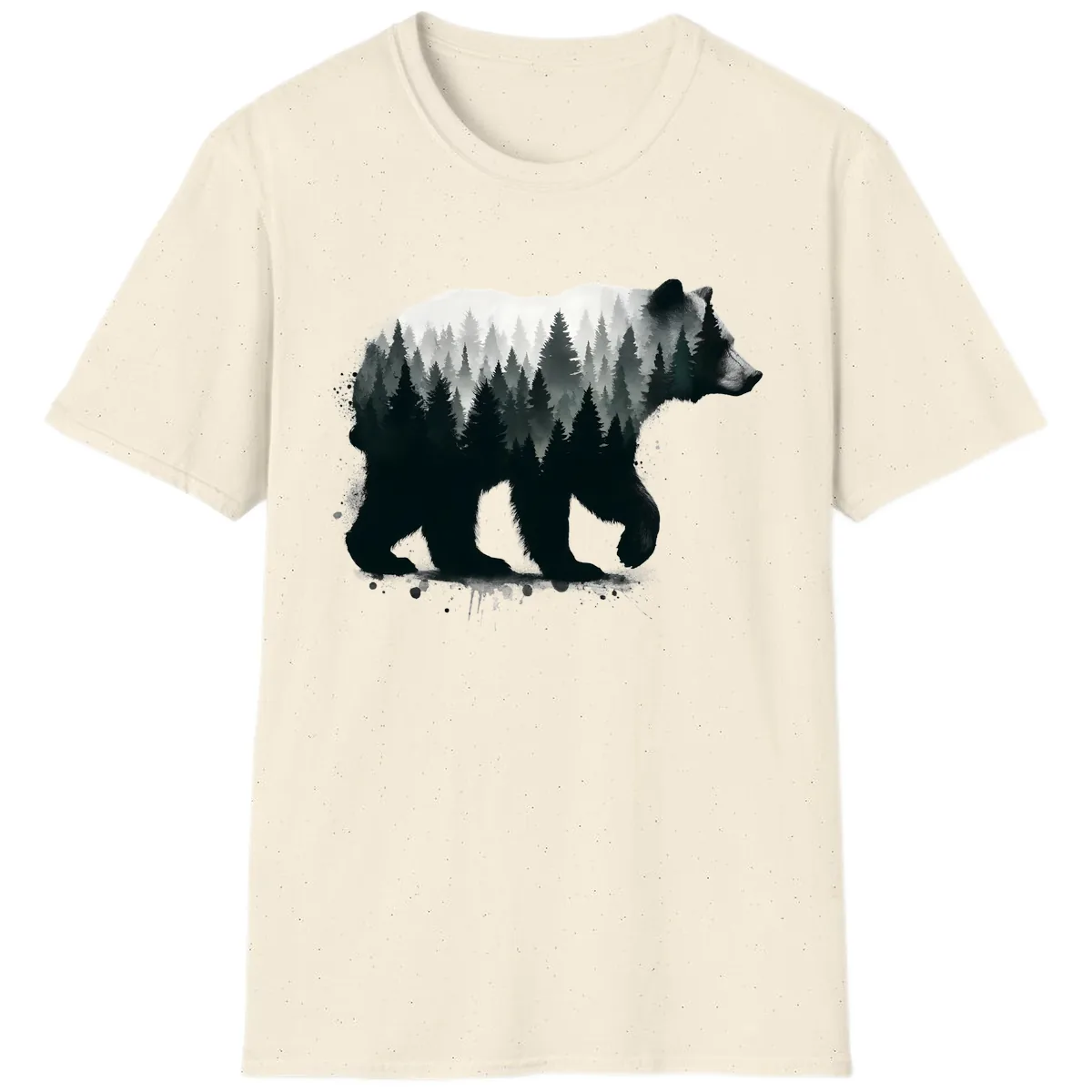 Bear Forest Double Exposure T-Shirt in Natural