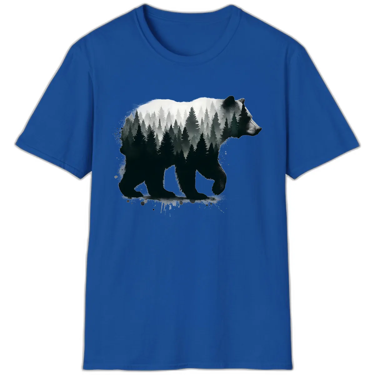 Bear Forest Double Exposure T-Shirt in Royal
