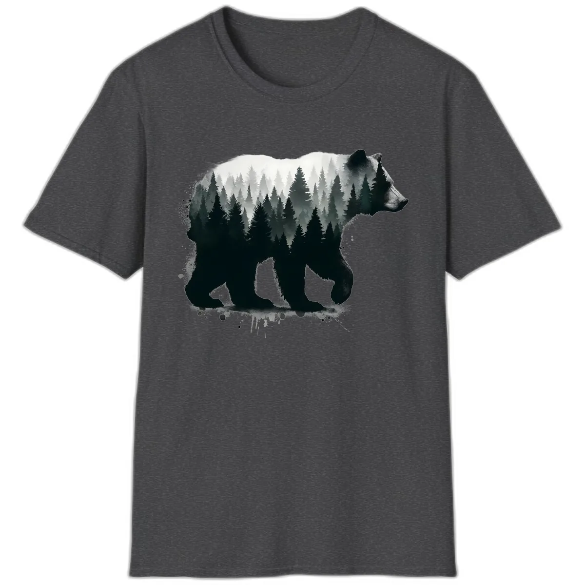 Bear Forest Double Exposure T-Shirt in Dark Heather