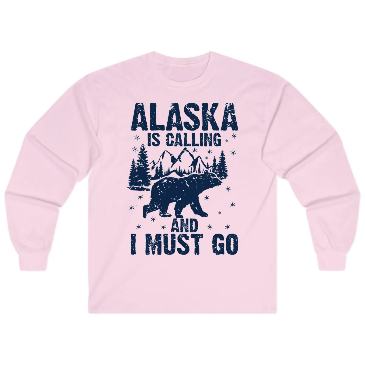 Alaska Is Calling And I Must Go Long Sleeve in Light Pink