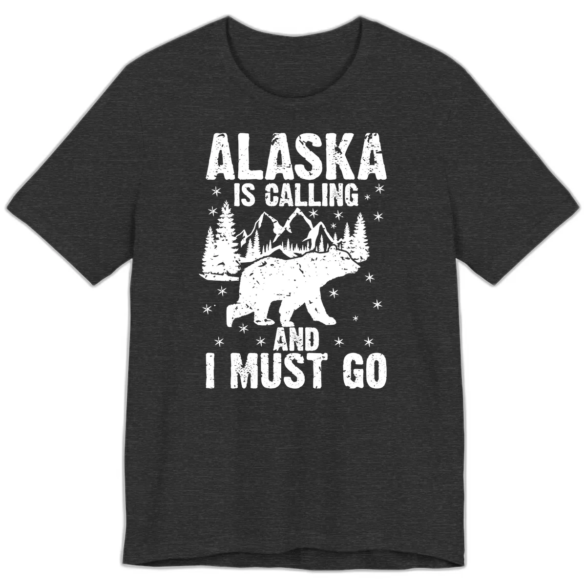 Alaska Is Calling And I Must Go Premium T-Shirt in Dark Grey Heather