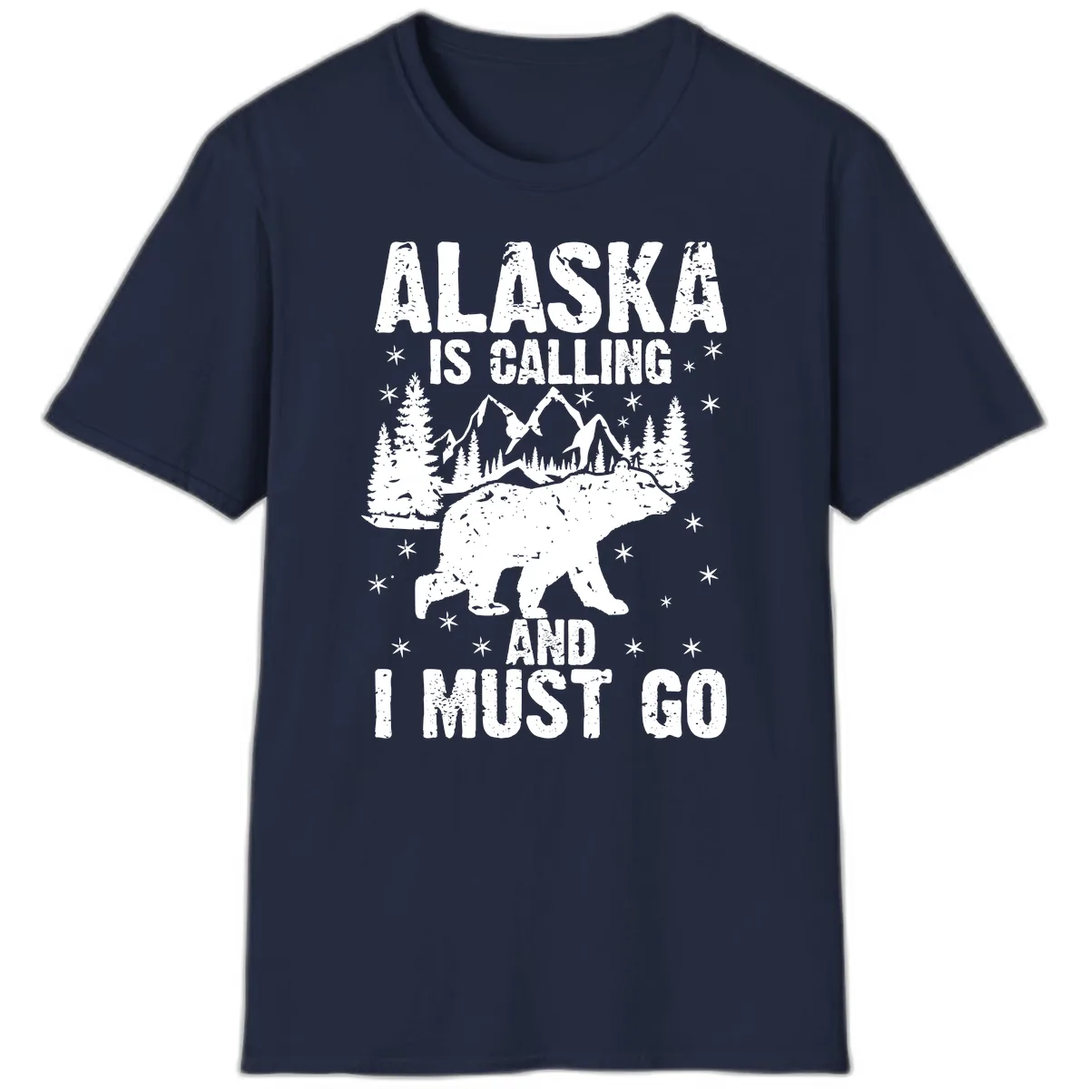 Alaska Is Calling And I Must Go T-Shirt in Navy