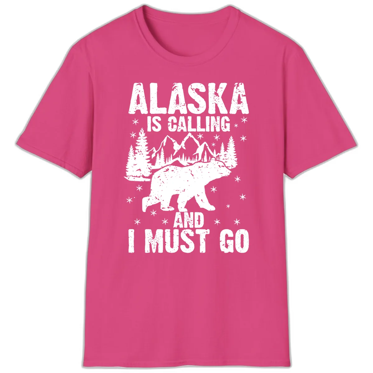 Alaska Is Calling And I Must Go T-Shirt in Heliconia