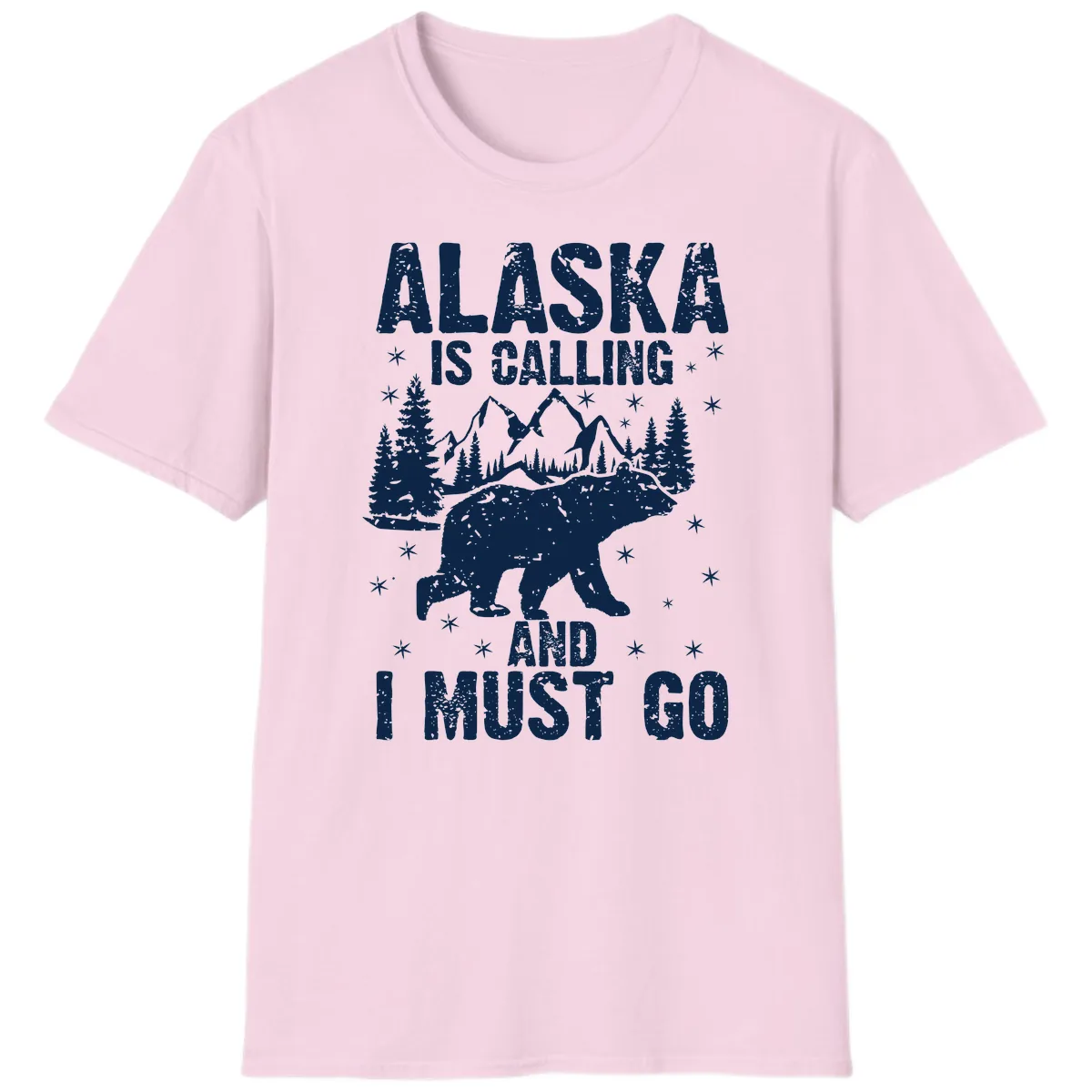 Alaska Is Calling And I Must Go T-Shirt in Light Pink