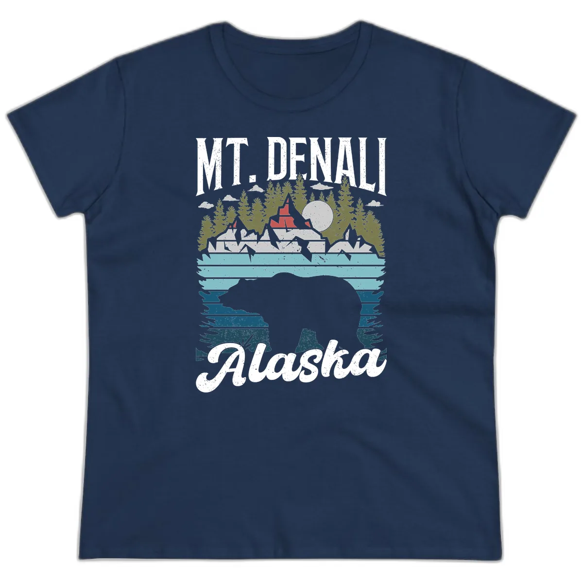 Bear Cave Winter Wonderland Ladies Tee in Navy