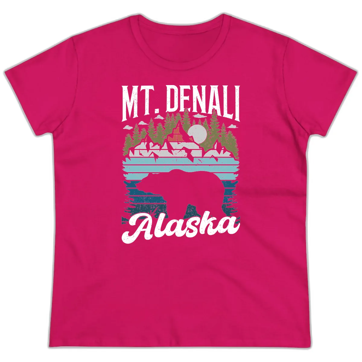 Bear Cave Winter Wonderland Ladies Tee in Heliconia