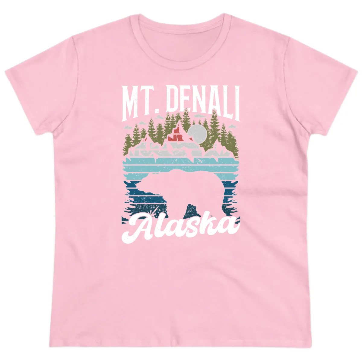 Bear Cave Winter Wonderland Ladies Tee in Light Pink