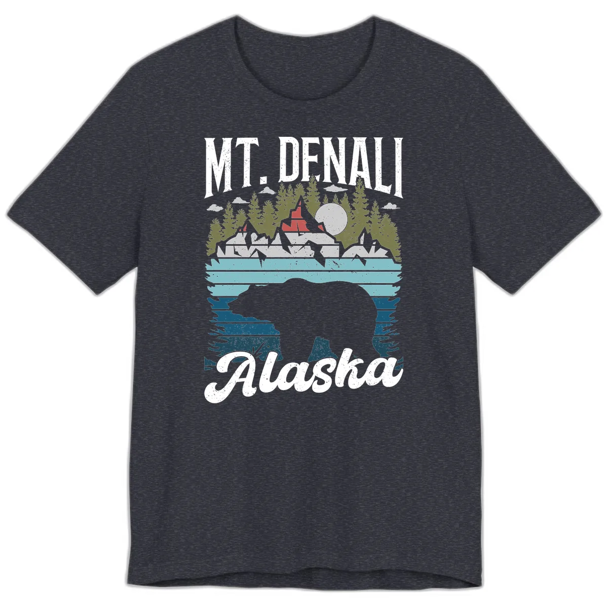 Bear Cave Winter Wonderland Premium T-Shirt in Heather Navy