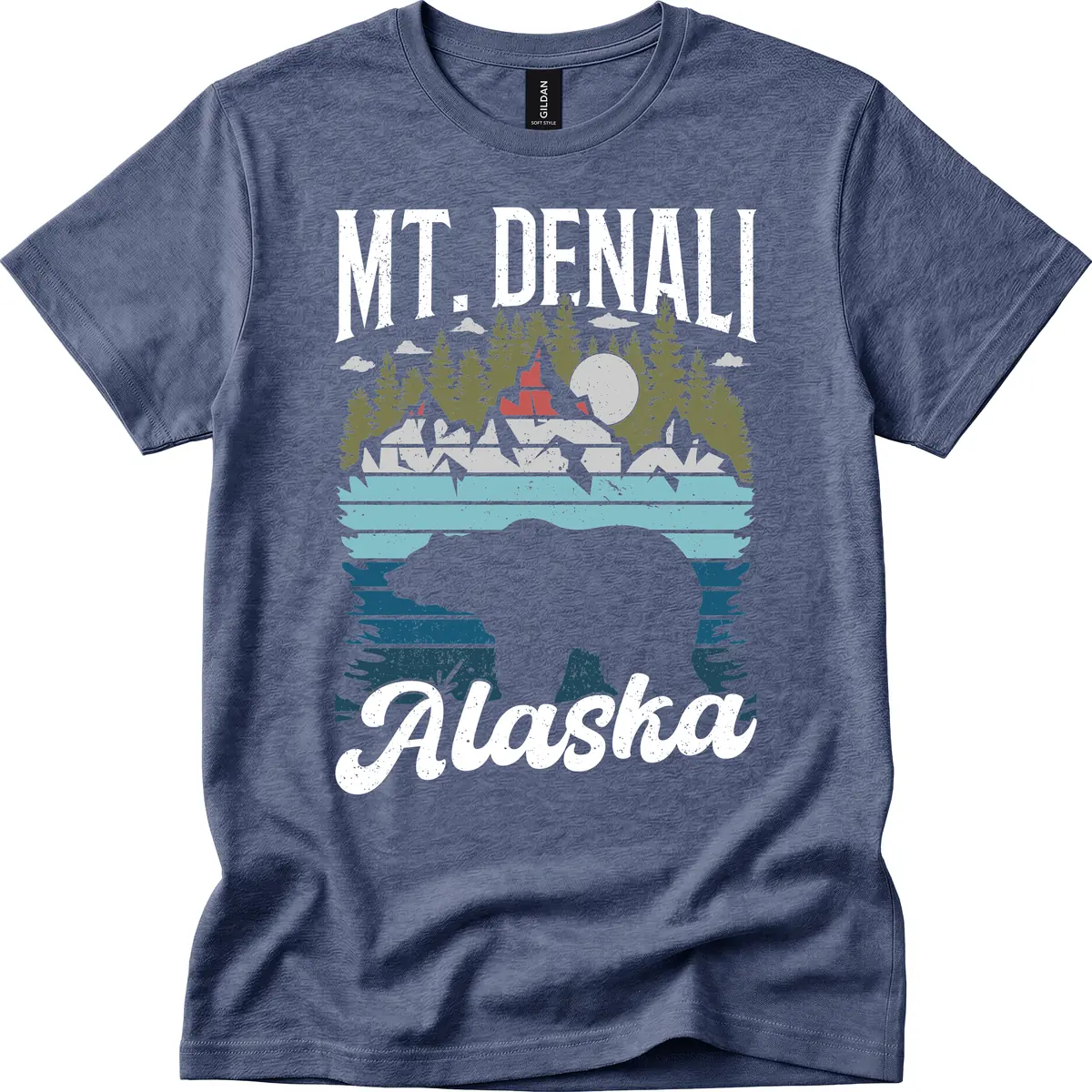 Bear Cave Winter Wonderland T-Shirt in Heather Navy