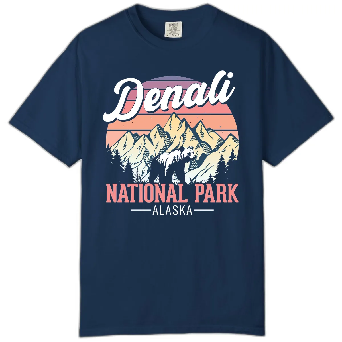 Denali National Park Sunset Peaks Comfort Color in Navy