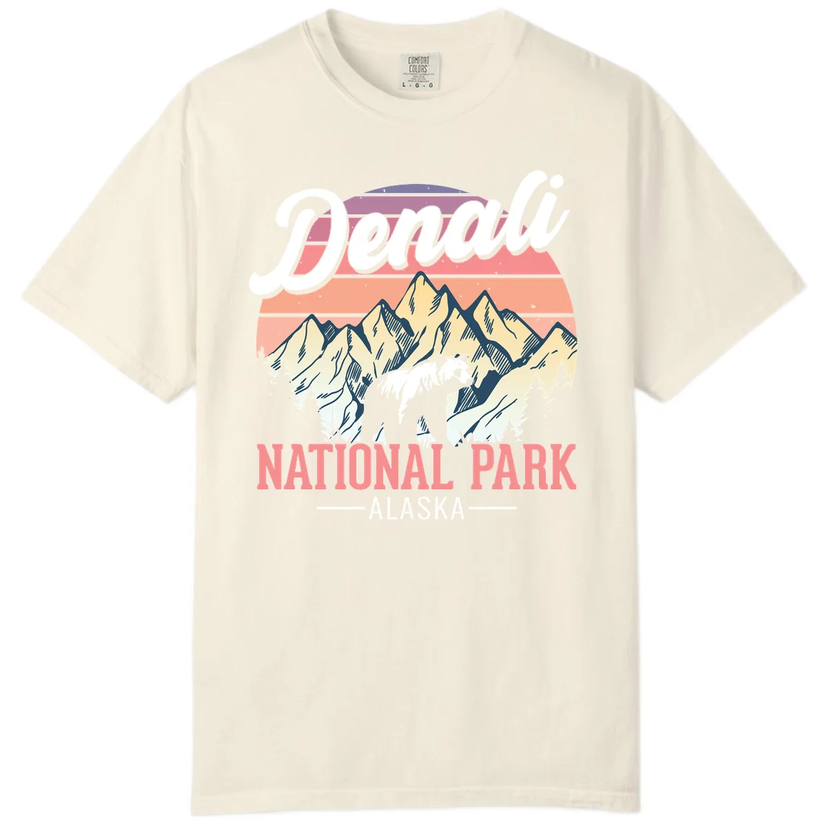 Denali National Park Sunset Peaks Comfort Color in Ivory