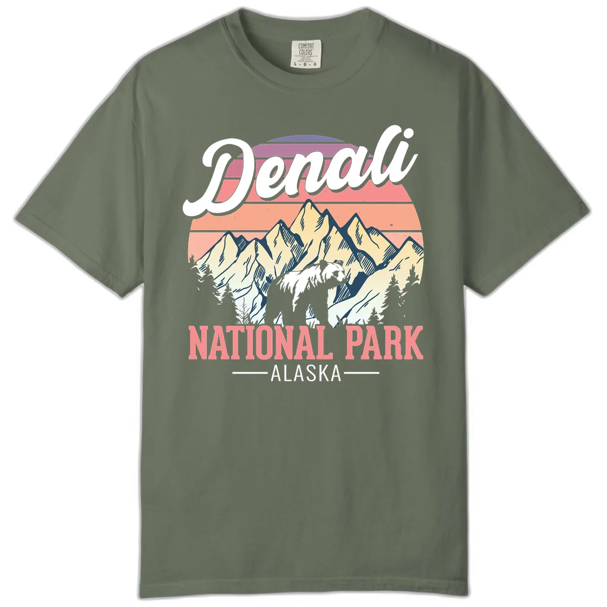 Denali National Park Sunset Peaks Comfort Color in Moss