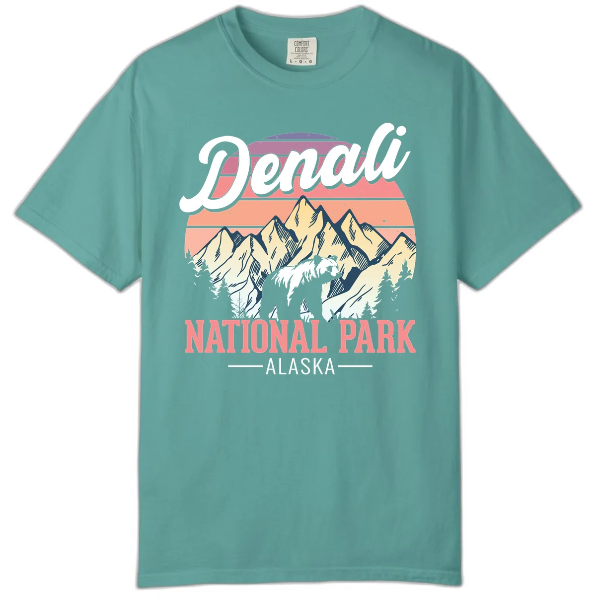 Denali National Park Sunset Peaks Comfort Color in Seafoam