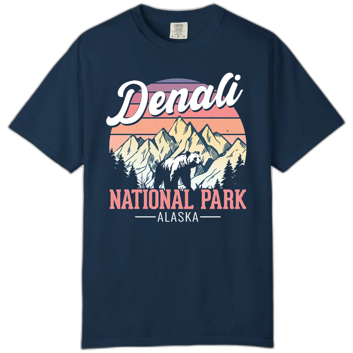 Denali National Park Sunset Peaks Comfort Color in True Navy