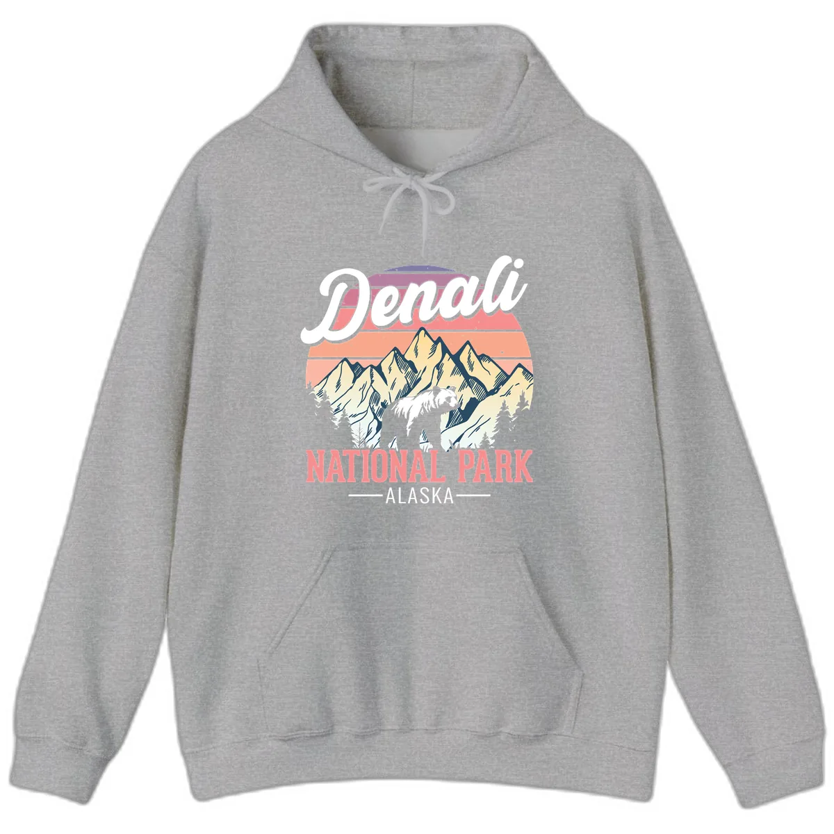 Denali National Park Sunset Peaks Hoodie in Sport Grey
