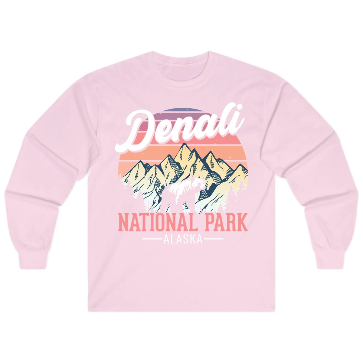 Denali National Park Sunset Peaks Long Sleeve in Light Pink